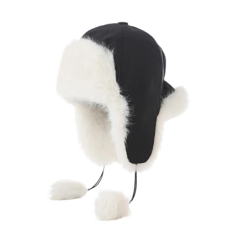 Winter Outdoor Cold and Warm Piled Thickened Warm Rabbit Plush Ear Protector Strap Hat