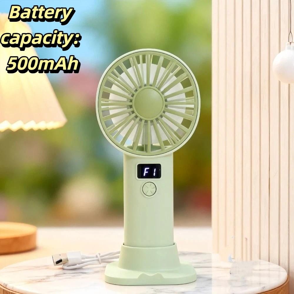

Mini Size Digital Display Fan Compact USB Rechargeable Fan Portable Desktop Fan Summer Use зелёный