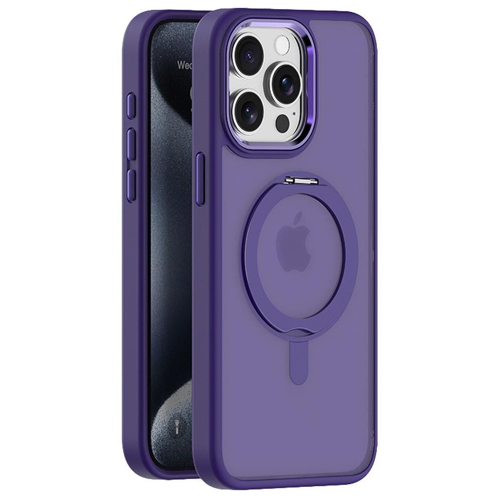 Für iPhone 15 Pro Hülle Magnetischer Ständer TPU+Acryl Handyhülle Hautgefühl