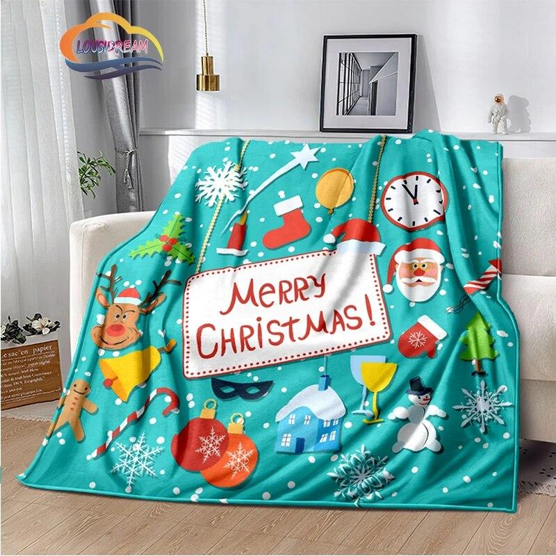 Frohe Weihnachten Serie Santa Decke Flanell Wärme Weiche Plüsch Sofa Bett Werfen