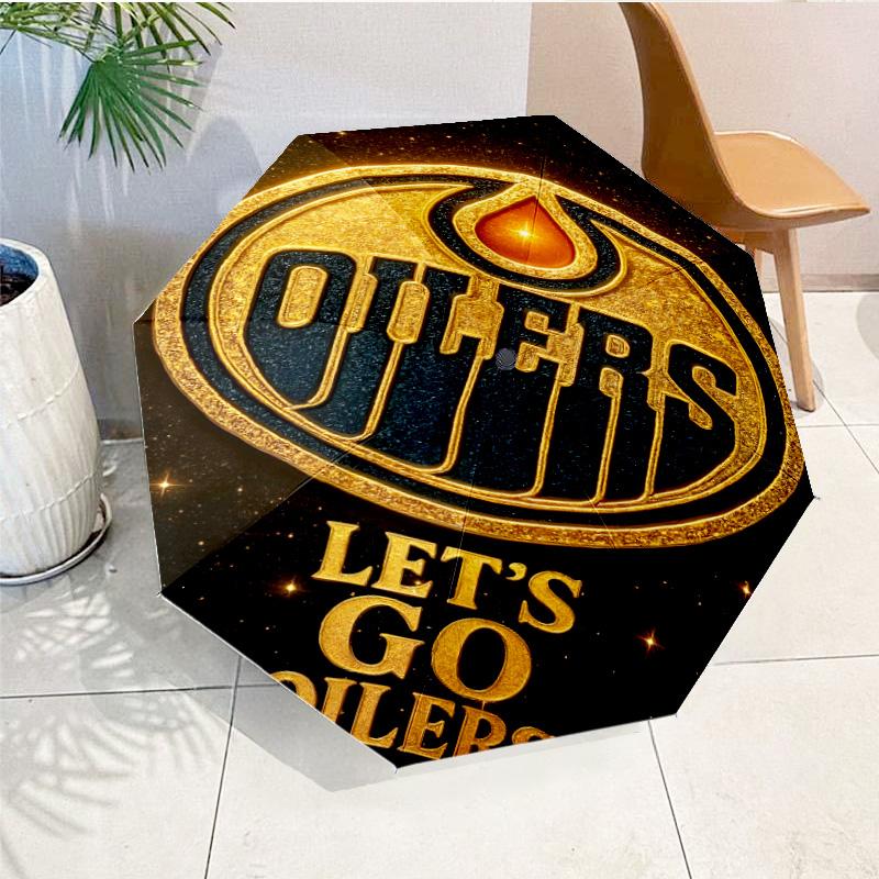 Energetic Oilers Team Spirit Umbrella 8-Frame for Travel, Camping, Casual Lightweight Portable Umbrella, Essential for Every Family Holidays Gift