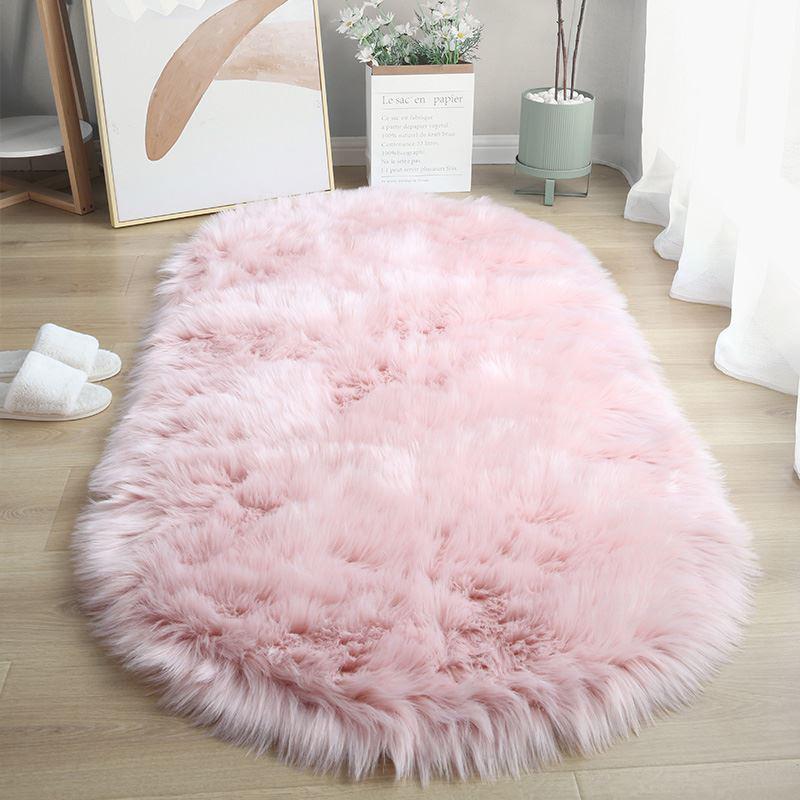 

Beige Carpet for Bedroom Decor Soft Faux Sheepskin Living Room Rugs Fluffy Window Seat Cushion Haired Wool Kids Bedside Carpet 40x60cm(15x23 in) світло-рожевий колір