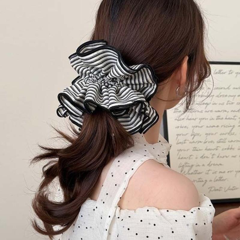 Large Scrunchies Vintage Plaid Hair Bands Elegant Elastic Ponytail Hair Ties Women Hair Accessories