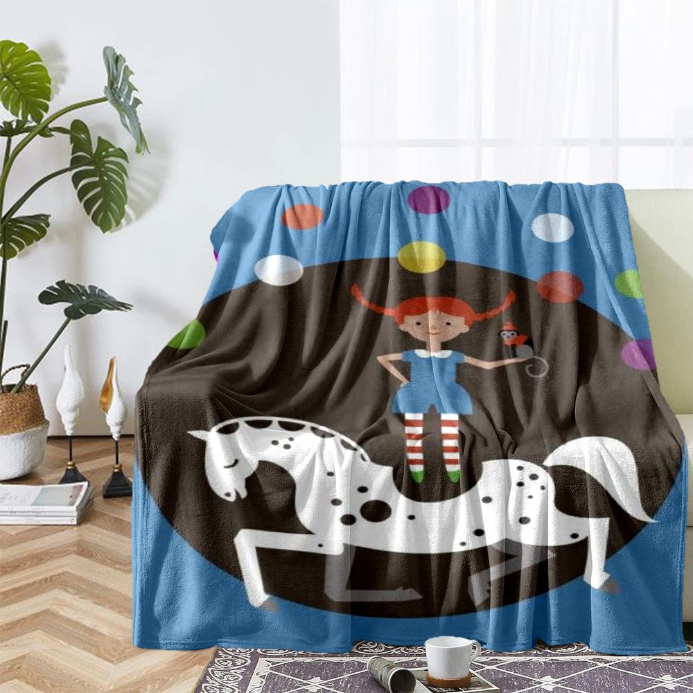 Decke mit Pippi Langstrumpf Motiv - Perfekt für Sofa, Bett, Reisen & Outdoor | Maschinenwaschbar, Gemütlich & Langlebig.
