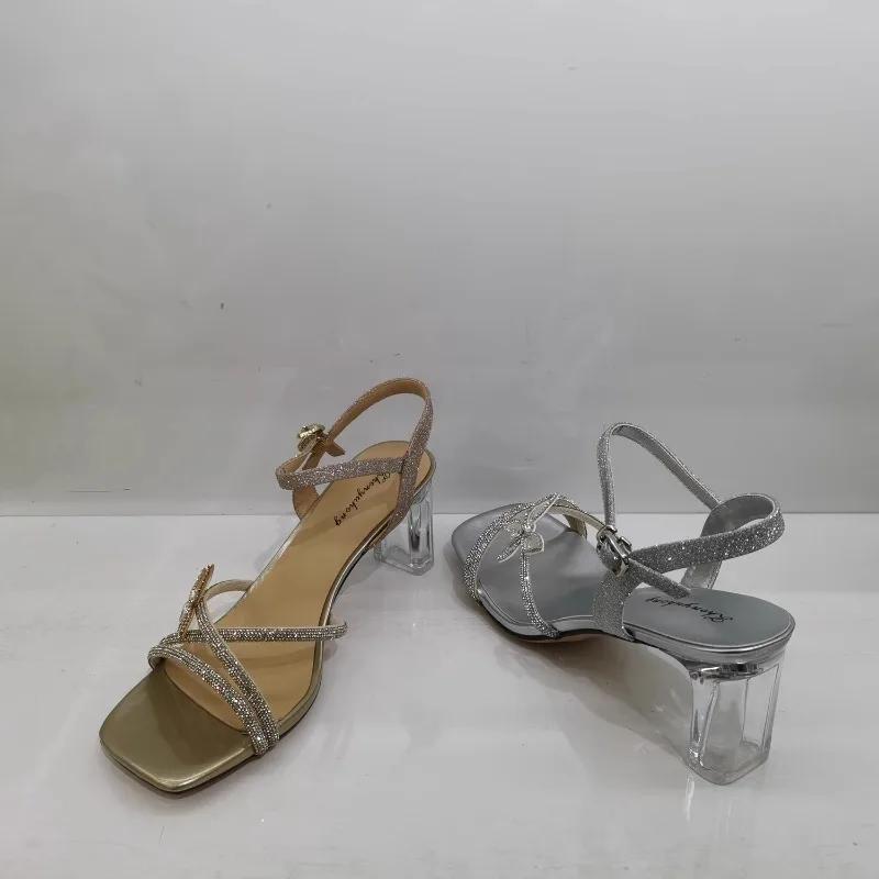 

Fashion Ladies Shoes 2025 High Quality Buckle Strap Women s Sandals Fashion Crystal Office and Career New Butterfly-knot Heeled Sandals 35 серебряный