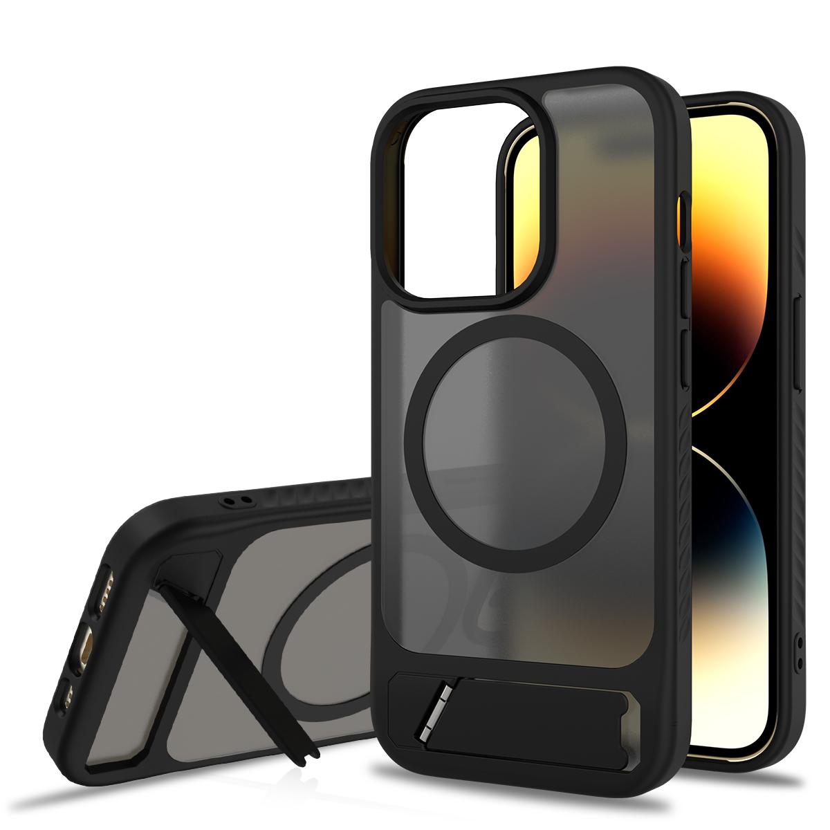 

Matte Translucent Silky Touch Stand Phone Case for Magsafe Mag Safe Iphone 16E 16 E 15 Pro Max 14 Plus 13 12 14Pro 16Pro 15Pro Phone Cover with Stand iphone 12 чёрный