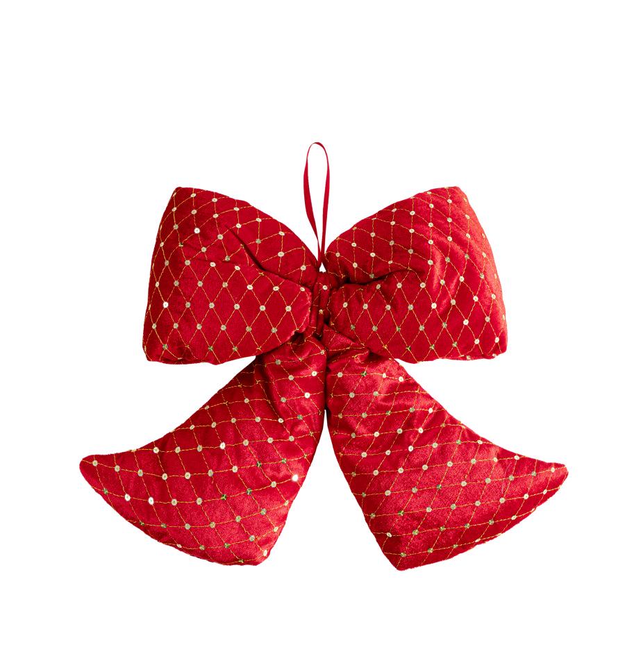 Roter Samt & Pailletten Schleifenknoten Weihnachtsbaum Dekoration Anhänger
