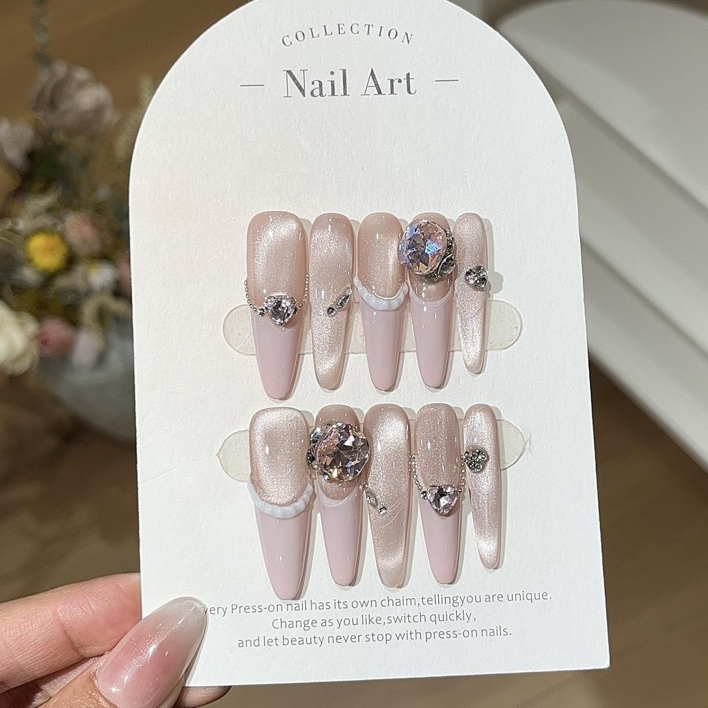 Miu Sweet Girl Heart Pure Desire K9 Diamond Powder French Side Light Glass Bead Cat Eye Wearing Armor