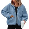 Damen Fleecejacke, Herbst Winter Lässiger Sweatshirt Mantel, Sportliche Lockere Warme Oberbekleidung