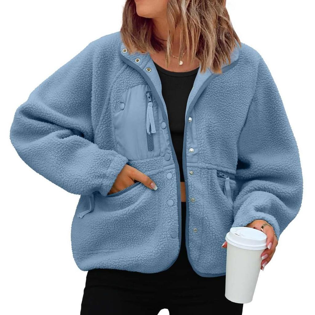 Damen Fleecejacke, Herbst Winter Lässiger Sweatshirt Mantel, Sportliche Lockere Warme Oberbekleidung