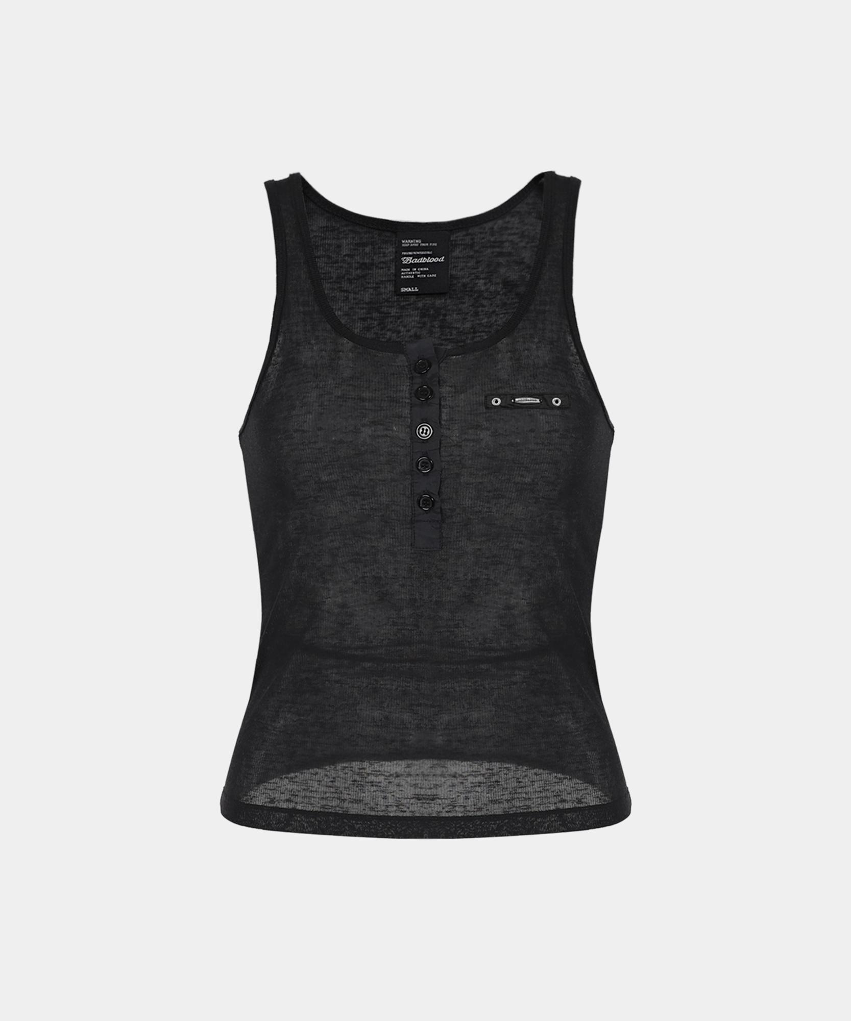 Bad Blood Nikki Henley Neck Tank - Black S