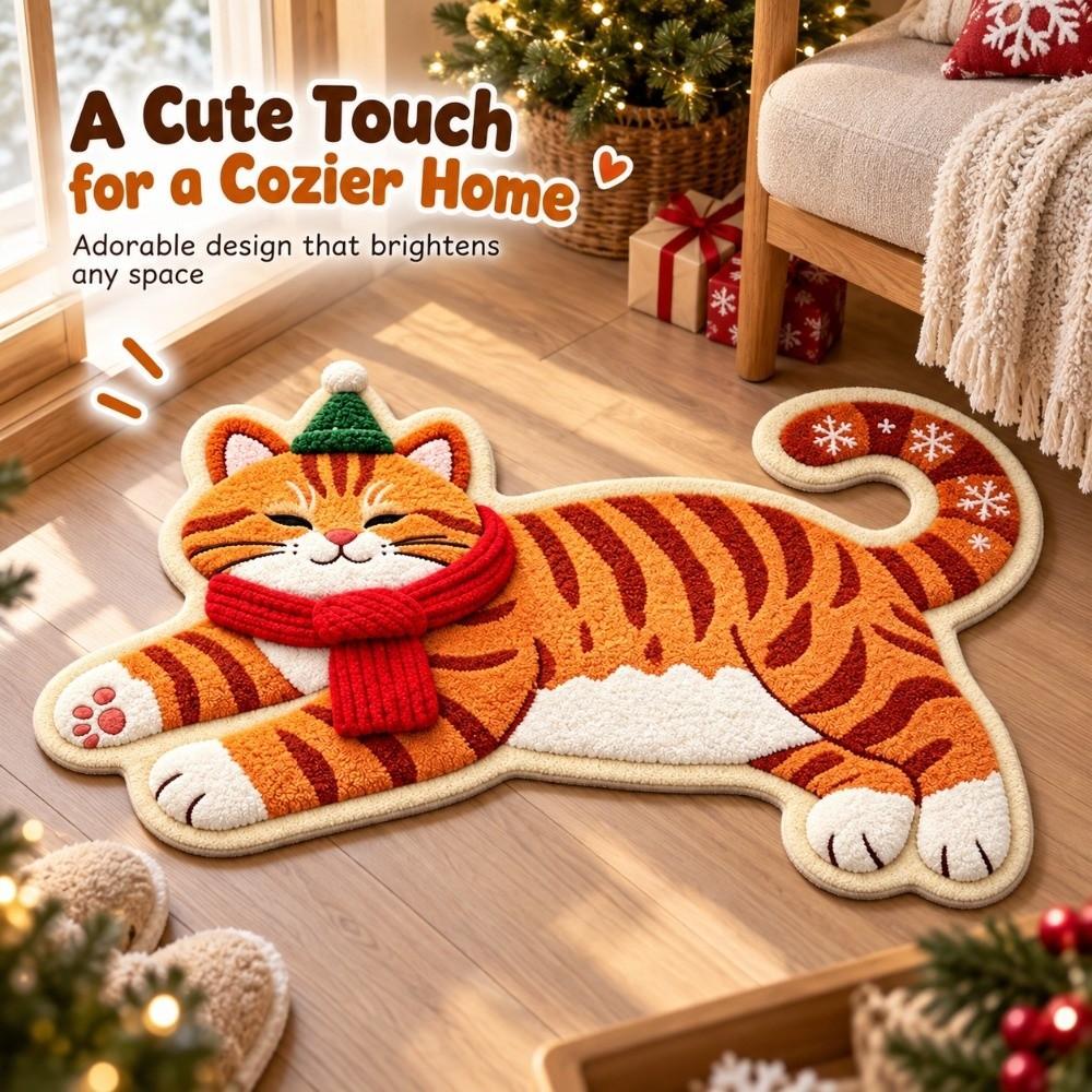 2D Cat-Shaped Area Rug Anti-fouling Cartoon Carpet Soft Home Decor Carpet Bedrooms