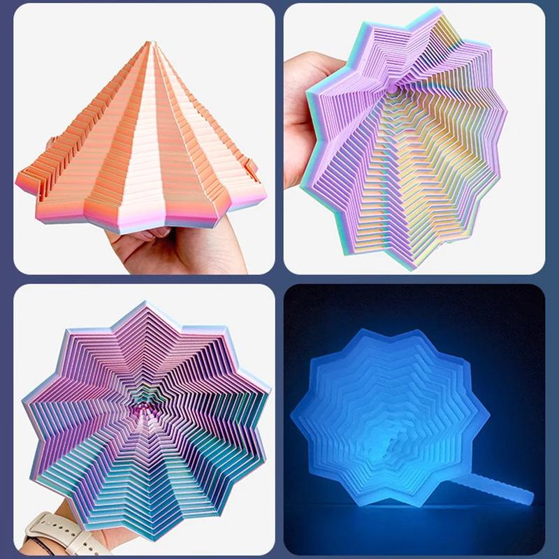 8.5Cm 3D Printed Stress Relief Star Optical Illusion Foldable Puzzle Toy Polygonal Radish Tower Spiral Desktop Toy