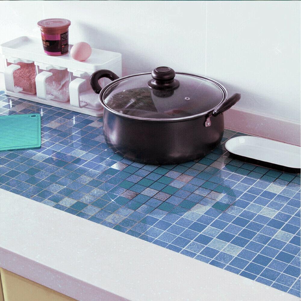 Capa de Parede Autocolante Mosaico Azul Descascar e Colar Capa de Parede de Banheiro Capa de Bancada Azulejo de Parede Decalques Decoração de Bancada de Cozinha X