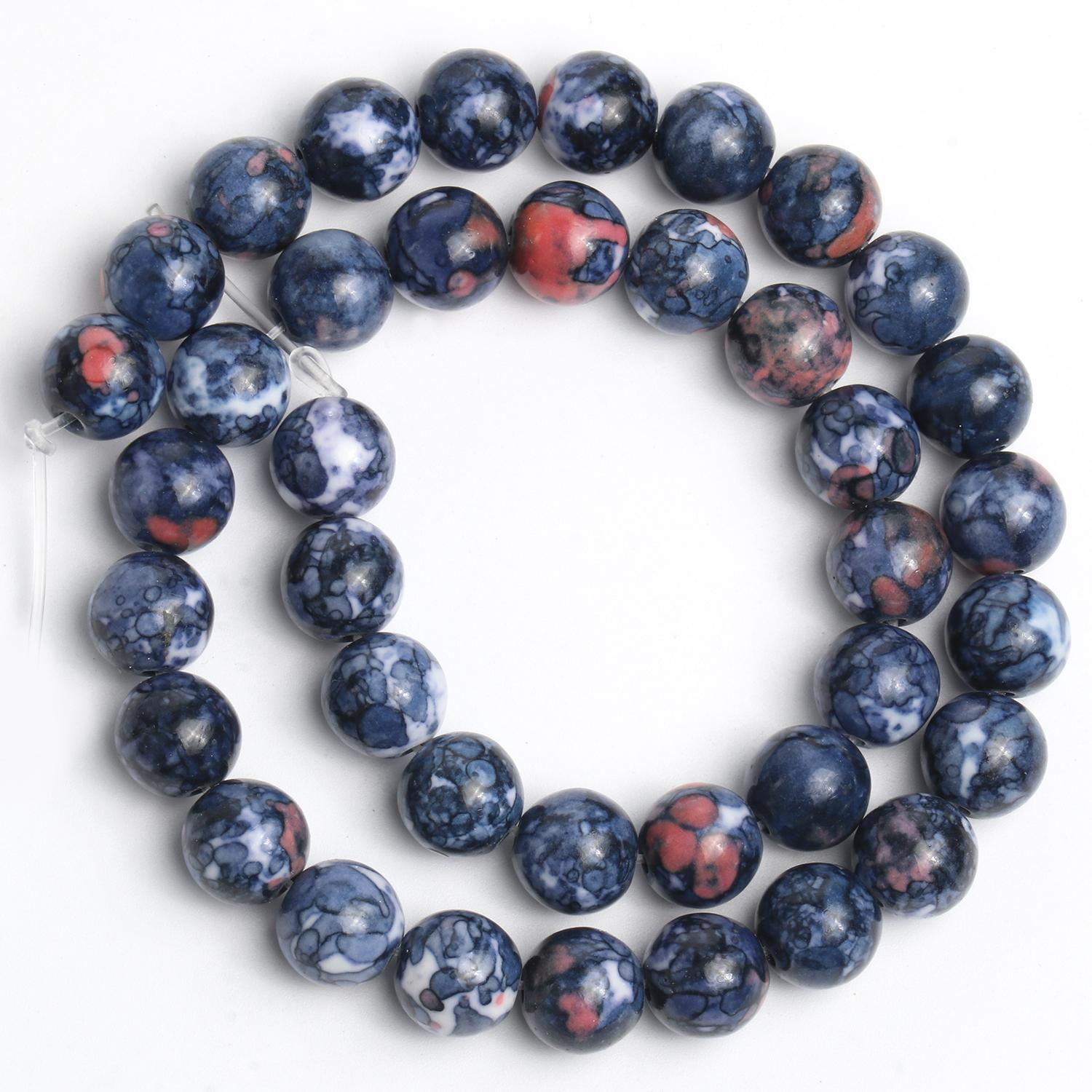 

1 нить/пакет 6/8/10 мм натуральный дождь цветок яшма каменная бусина разноцветные круглые свободные бусины для ювелирных изделий DIY серьги изготовление браслетов аксессуары 17-10mm (approx 36pcs)