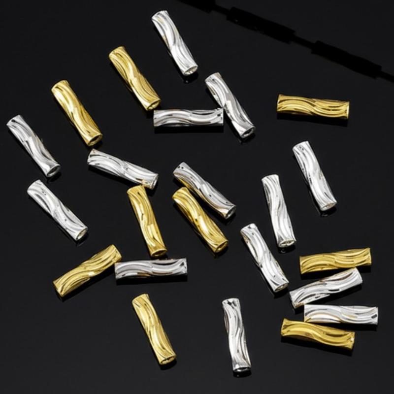 50Pcs Spacer Bead Diy Findings 2X8Mm Tube Beads For Jewelry Making Gold Plated Beads Separators For Bracelets Accessories