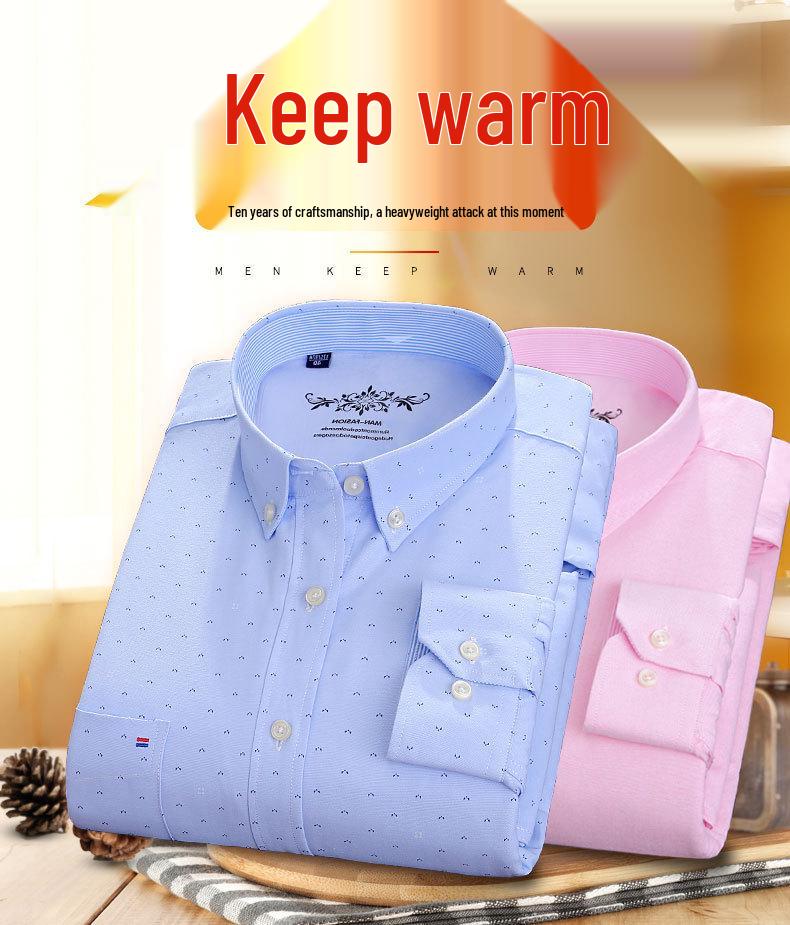 Męska Gruba Koszula Oxford z Długim Rękawem z Podszewką z Polaru - Ciepła i Dostępna