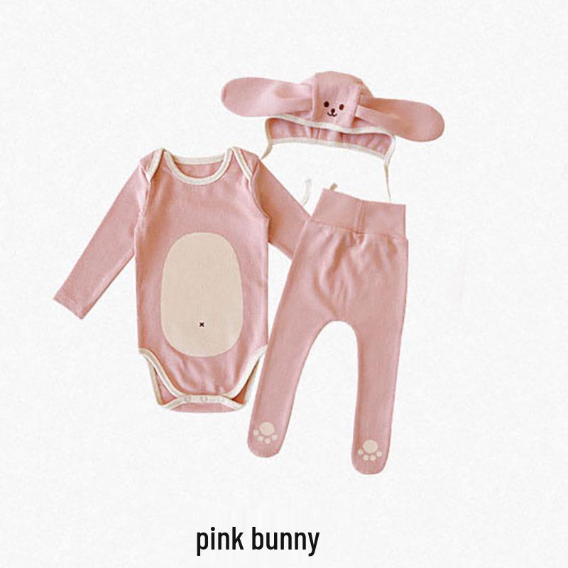 

Корейский детский комбинезон с животным дизайном на осень 2025 года, набор из 3 предметов: Стильный ромпер на кнопках 66 cm