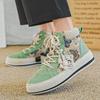 High-top Canvas Men's Shoes Autumn and Winter Breathable Corduroy Lasagna Linen Shoes Sports and Leisure Heightening Board Shoes Trendy Shoes