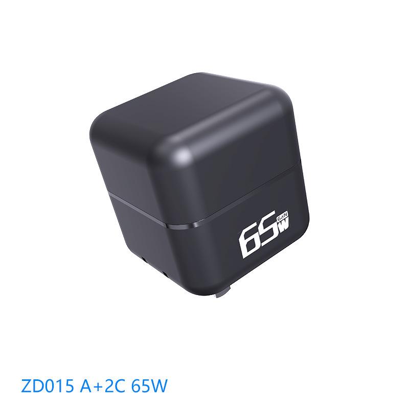65W GaN Mobile Charger with Retractable Cable, USB & Type-C Ports, Compatible with Chinese & European Plugs