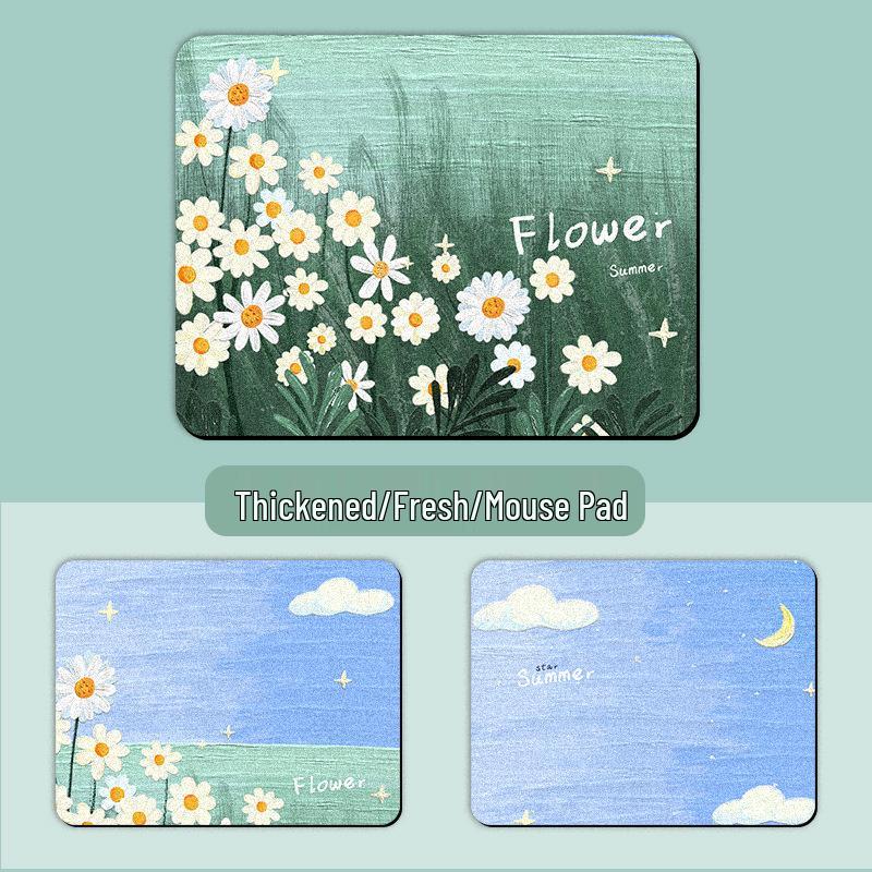 Kompaktní podložka pod myš ve stylu olejomalby se zeleným květem - Čtvercová podložka na stůl pro influencery