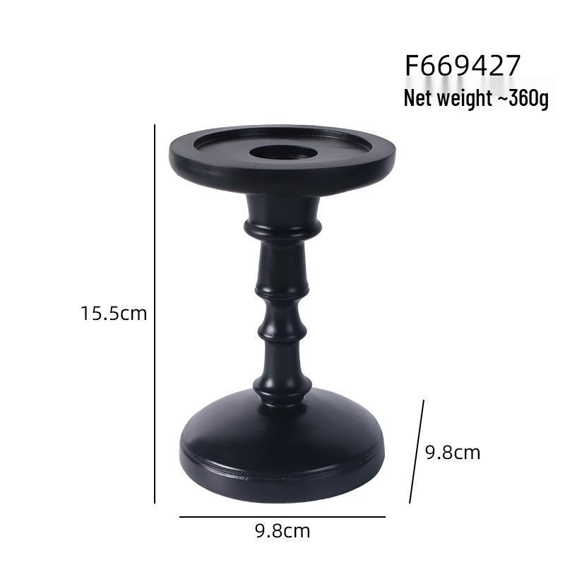 Antique European-Style Black Candlestick, Medieval Resin Ornament for Dining Table Decor.