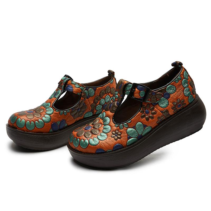 

Мода GKTINOO 2024 Новые туфли-лодочки из натуральной кожи Женская обувь Принт Весна Осень Ретро Ремешок с пряжкой Высокий каблук Женская обувь 9 коричневый