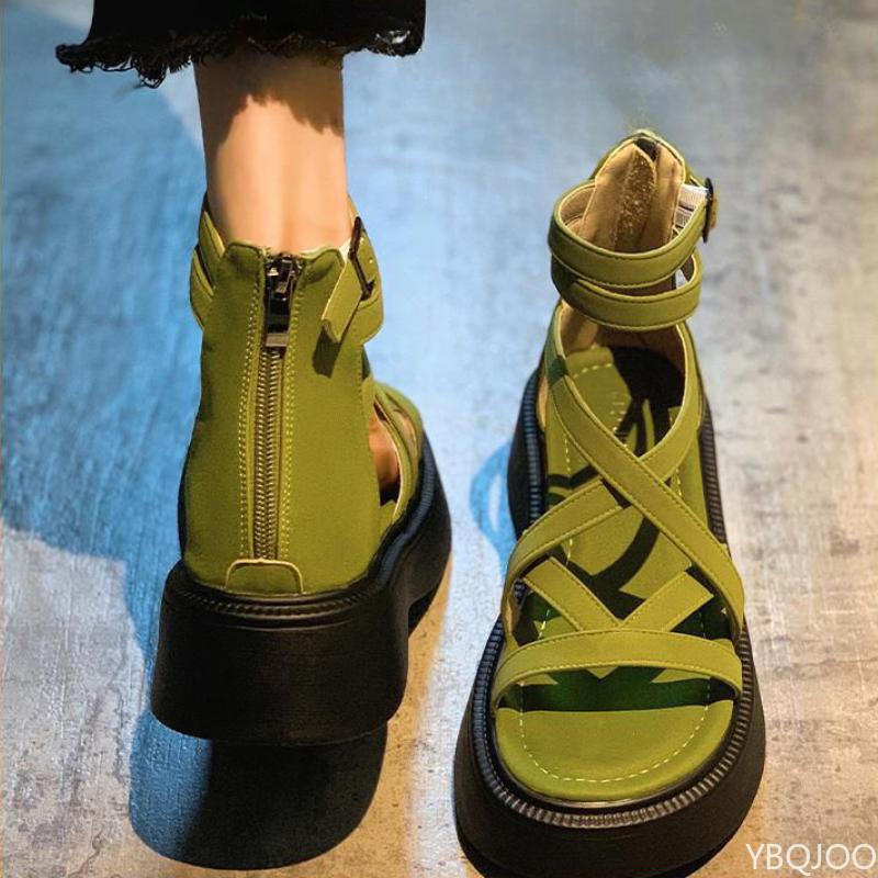 Mode Sommer neue Sandalen Damen lässige Zehenfreie Schuhe Kreuzdesign hohle Sandalen Mode Römische Damen Flache Schuhe Zapatos Mujer