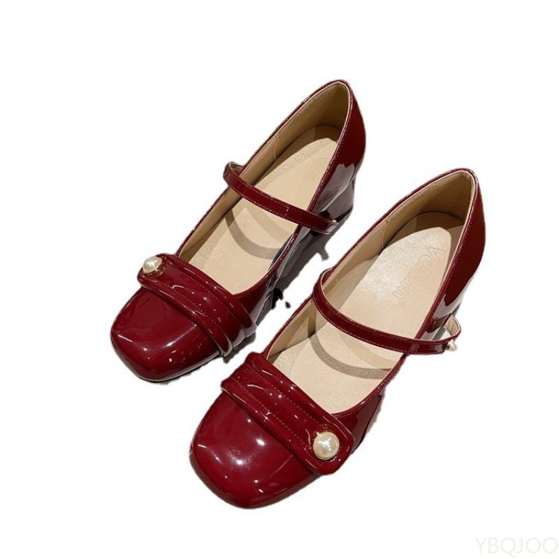 Fashion Women's square heel shallow mouth single shoe Spring Autumn new style gentle simple temperament versatile coarse single shoes