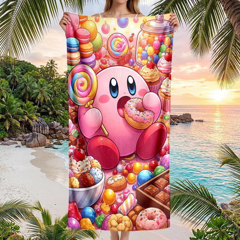 Kirby Fashion Beach Towel Portable Soft Quick Dry Towel For Swimming Camping Holiday Use