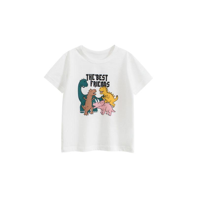27Kids Summer Children s Clothing Boys  Short-Sleeved T-Shirt Korean Style Kidsren s Dinosaur Half-Sleeved Top Baby Boy Pure Cotton Clothes 9A 041m White 90