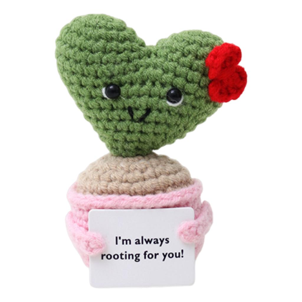 Knitted Decor Emotional Support Crochet Doll with Card Crochet Potted Tabletop for Women Mom Family Friend Teacher