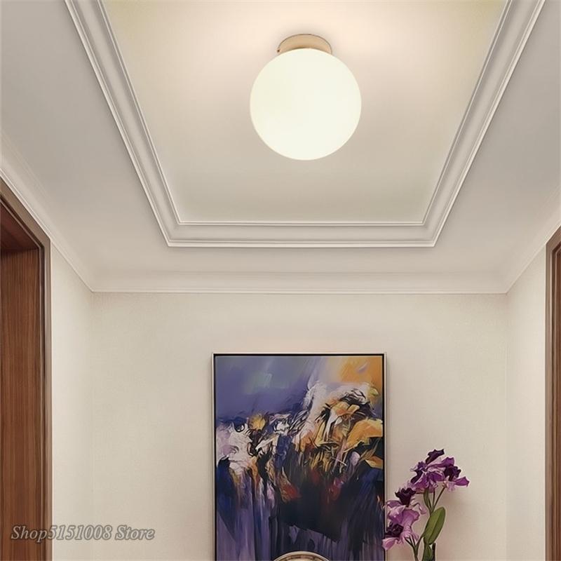 Nordic Modern Ceiling Light Glass Ball Ceiling Lamps Globe Round White Fixtures Kitchen Ball Small Ceiling Lamp Lustre Luminiare