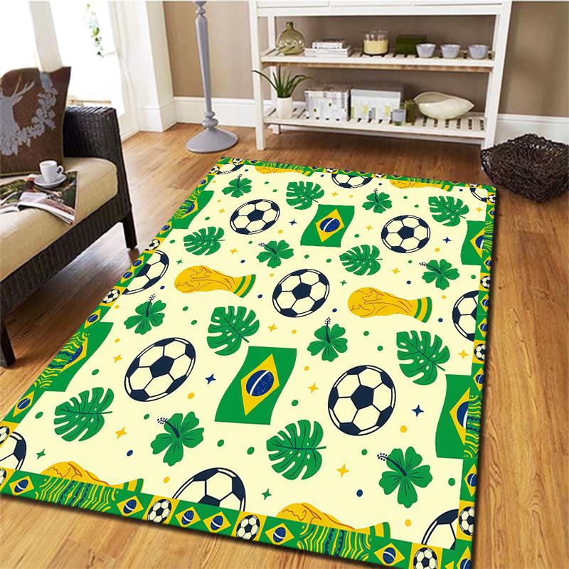 Tapete Quadrado com Padrão de Futebol da Copa do Mundo, Tapete de Área, Tapete para Sala de Estar, Quarto, Sofá, Sala de Brincar, Decoração, Tapete Antiderrapante, Presentes de Feriado e Aniversário