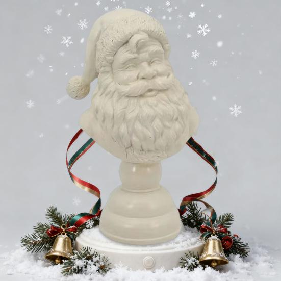 Santa Claus Head Figurine Father Christmas Statue Resin Sculpture Home Office Holiday Party Desktop Decoration Ornament