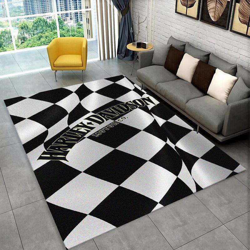 Tappeto Classico H-Harley Racing Moto per Stanza dei Giochi Camera da Letto Soggiorno Divano Decorazione Casa, Tappeto per Area Gioco Bambini Tappetino Antiscivolo
