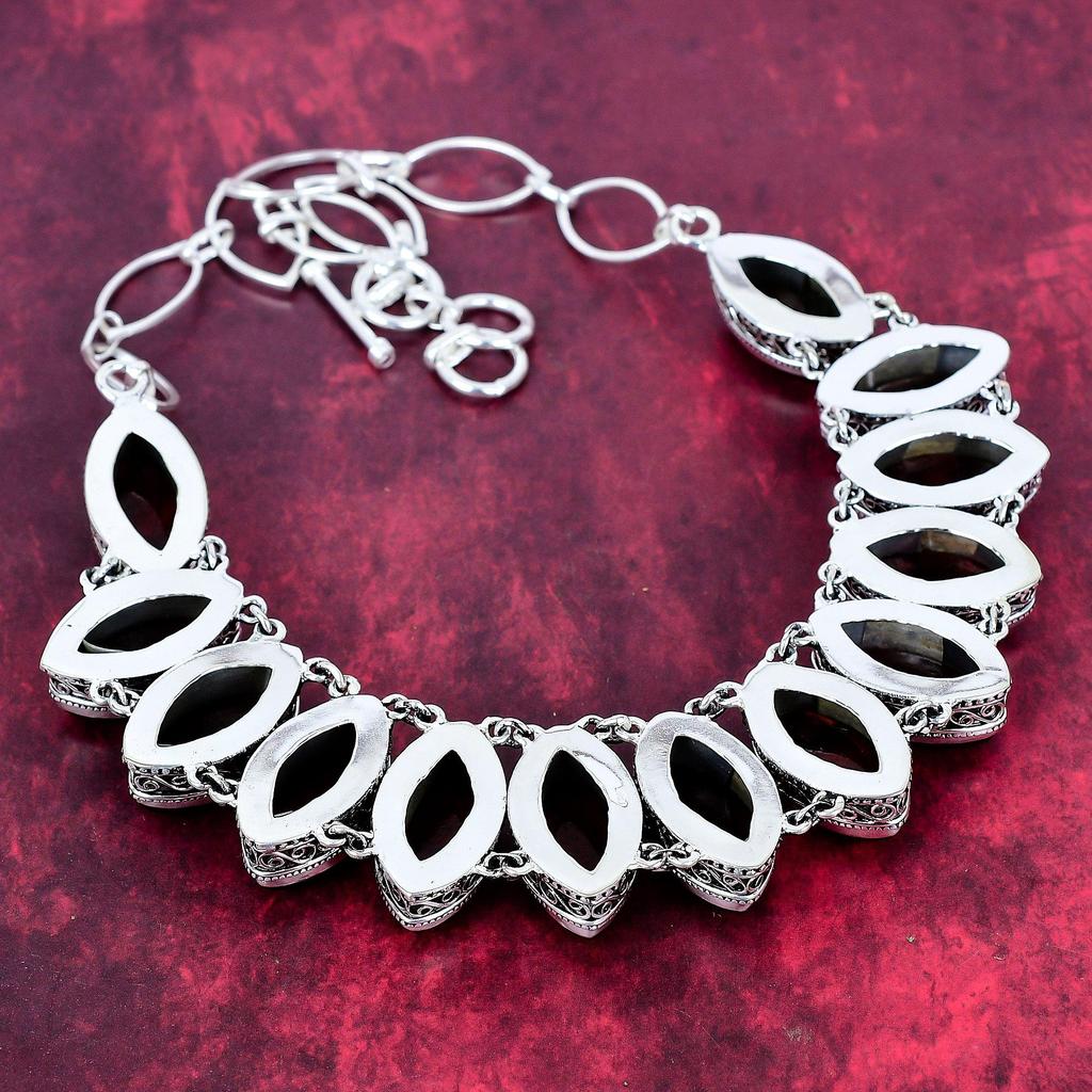 Red Flash Labradorite Necklace, 925 Solid Sterling Silver Jewelry, Gemstone Jewelry Adjustable Chain Necklace, Handmade Wedding Gift Jewelry