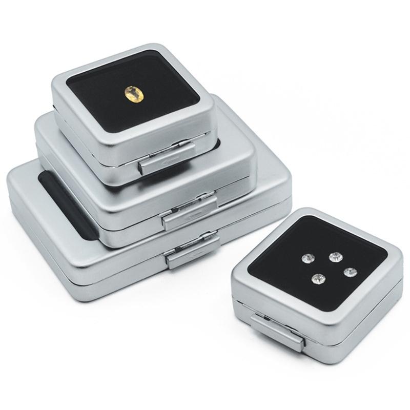 Square Loose Diamond Display Package Box Metal Memory Sponge Gem Stone Beads Pendant Organizer Holder Showcase