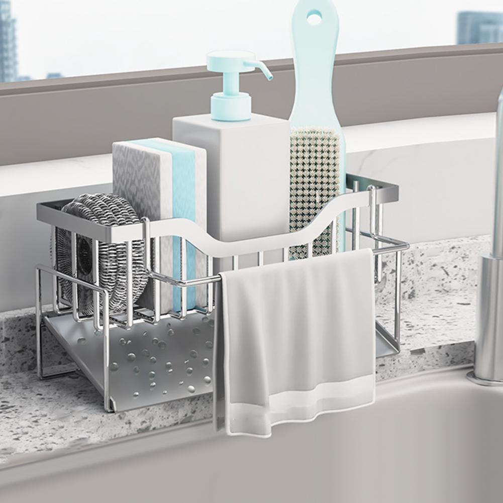 

Кухонная стойка для слива раковины из нержавеющей стали, держатель для крана для хранения губки, сушилка для мыла, полка для полотенец, органайзер для кухни