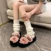 Internet celebrity cartoon cute big-eyed dog fluffy slippers female 2025 autumn and winter new thick-bottomed versatile comfortable one-word cotton m
