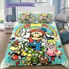 Juego de Ropa de Cama Completo de Super Mario Bros, 1 Funda Nórdica y 2 Fundas de Almohada, Adecuado para Dormitorio, Regalo Ideal para Fans
