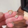 Geometric rhombus pearl ear buckle sweet versatile niche high-end earrings fashion simple personality temperament earrings women