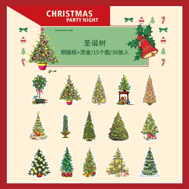 Christmas Ornaments Decorative Stickers Set(30 PCS) Scrapbook Stickers for Christmas Party Decorations Planners,Scrapbooking