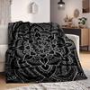 1pc Black Mandala Soft & Warm Polyester Knit Blanket, Digital Printed, All-Season Throw for Napping, Traveling, Sofa Yy250906019
