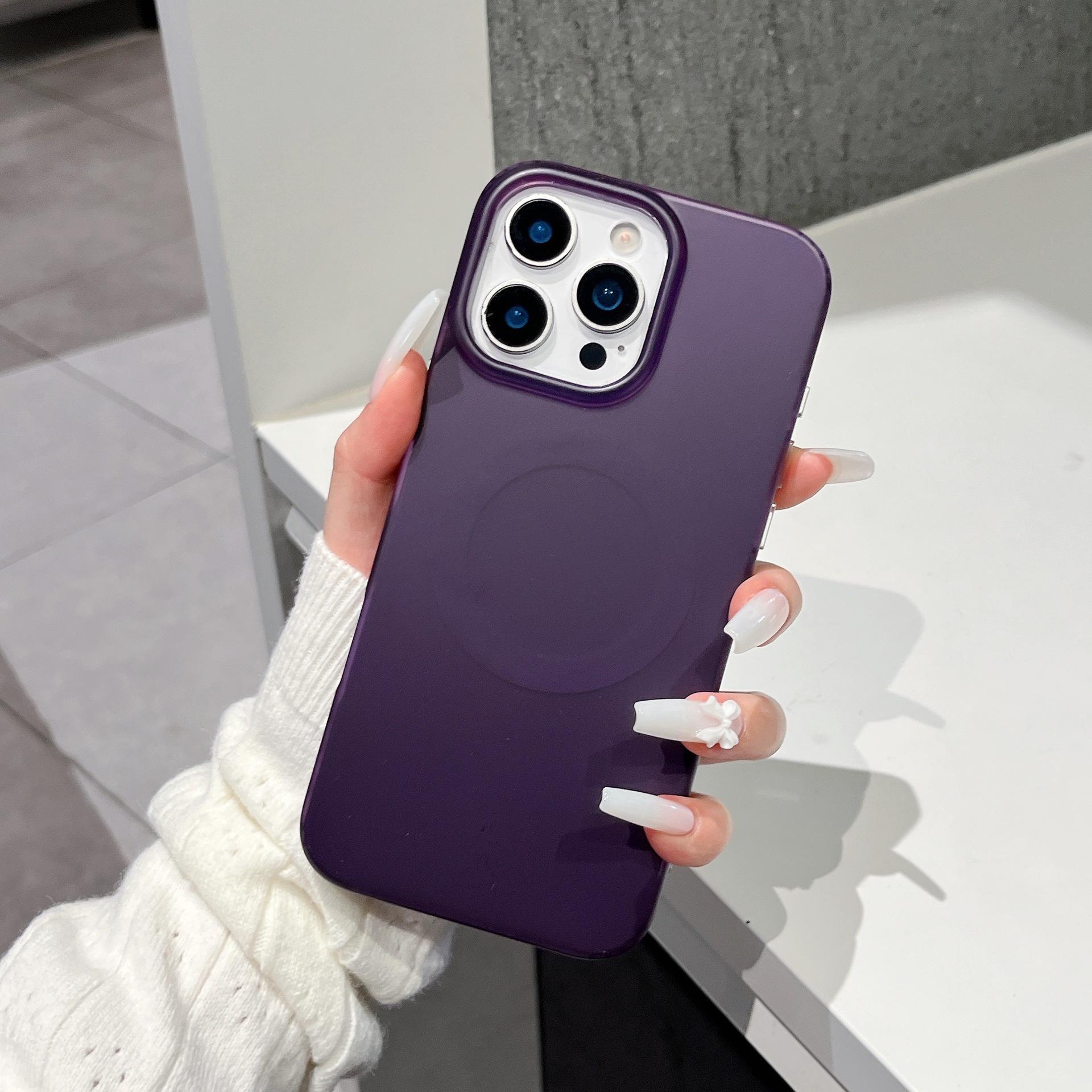 

Premium Purple Magnetic Solid Case for iPhone 17 Pro Max/Apple 16 Case - Frosted for 14/15 17