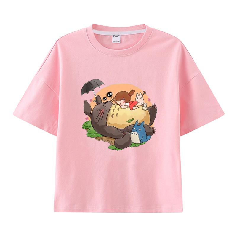 Children's Clothes Girls Boys Short Sleeve T-shirt Summer 100% Cotton Stylish Loose Clothes Miyazaki Totoro