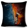 Nordic Style Music Note Pillowcase Decor Vintage Guitar Mike Printed Pillow Case for Home Sofa Polyester Cushion Cover 45x45cm