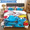 3PCS Blue Smur-f Characters Bedding Set,Including 1pc Duvet Cover And 2pcs Pillowcases Perfect for Bedroom, Dormitory, Fan Christmas Gift