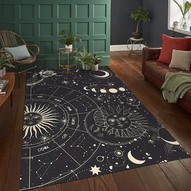 Sun Moon Pentagram Witch Altar Rug Carpet for Living Room Gothic Decor Sofa Table Area Rugs Doormat Large Anti-slip Floor Mat