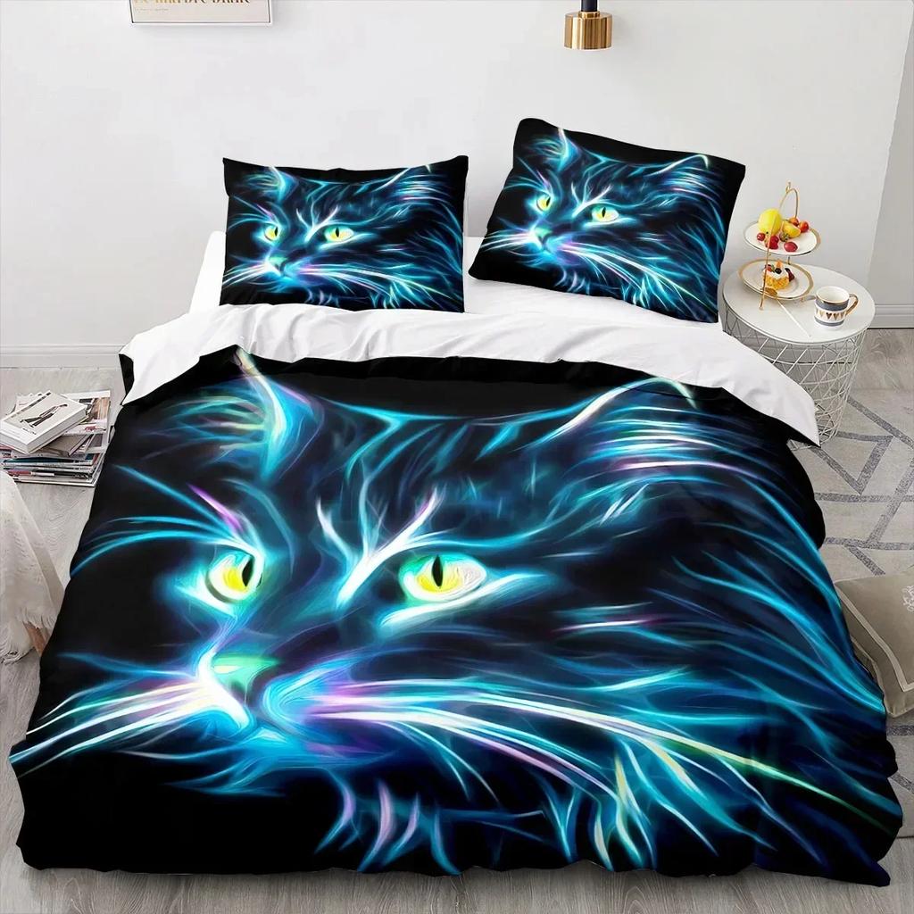3D Printed Animal Cat Bedding Set Boys Girls Twin Queen Size Duvet Cover Pillowcase Bed Kids Adult Fashion Home Textileextile